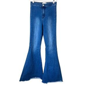 Blank Paige Stretchy High Rise Raw Hem Flare Jeans